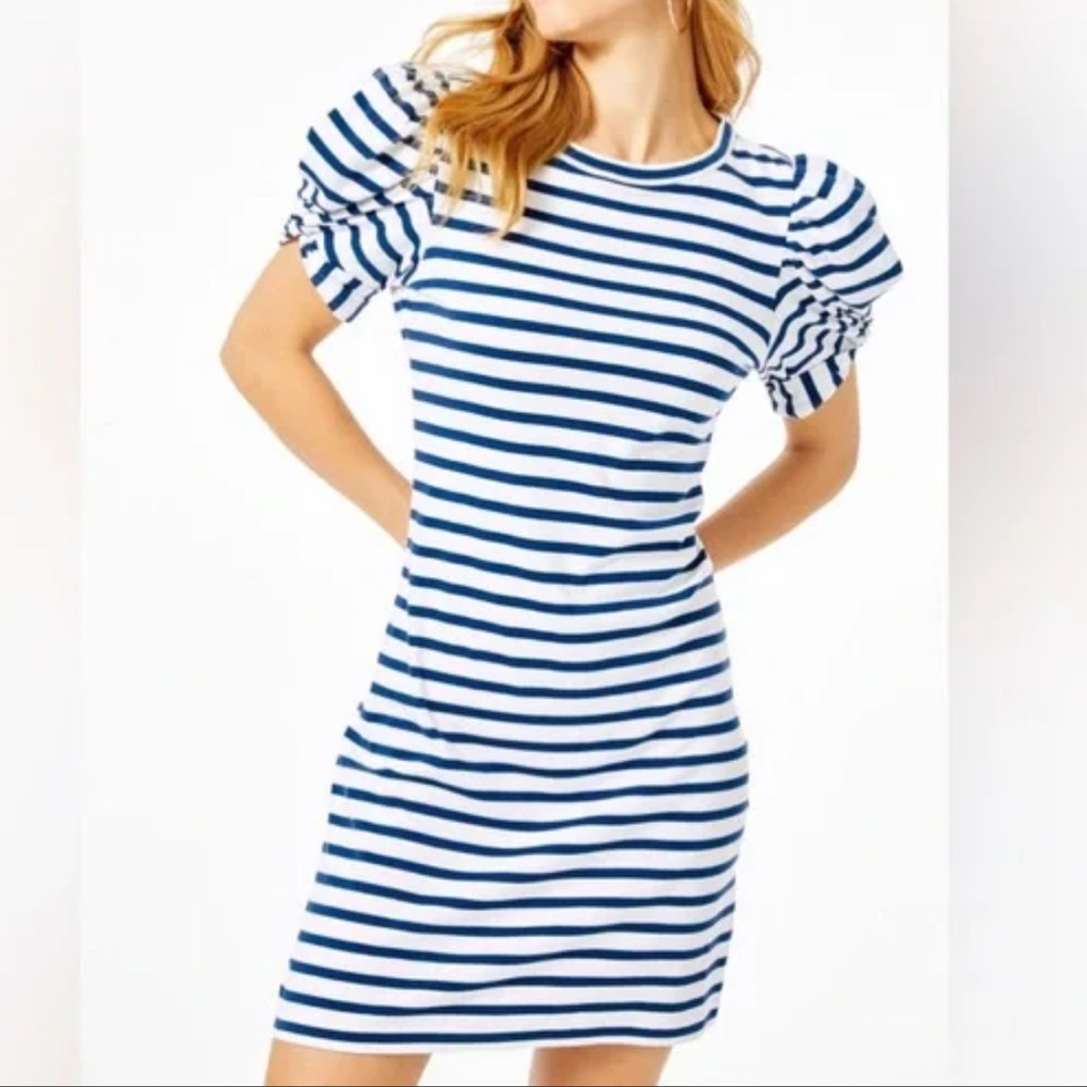 Lilly Pulitzer Anabella Dress in the High Tide Navy Perfect Stripe